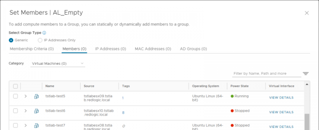 NSX-T Starting with an empty group