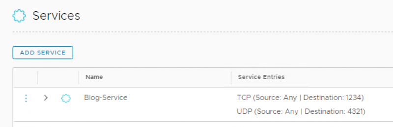 A newly created service in NSX-T