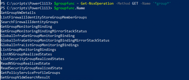 List the group cmdlets with the new Get-NsxOperation cmdlet