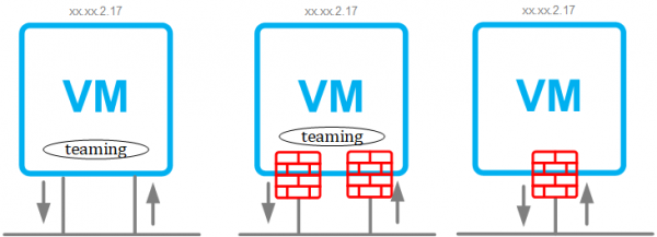 A VM with one or more virtual network interfaces and a NSX distributed firewall