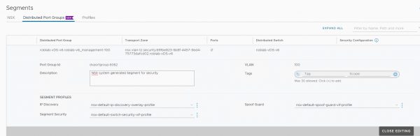 Editing a distributed port group in NSX-T 3.2
