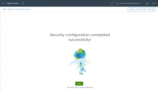 Installation of NSX-T Security is complete