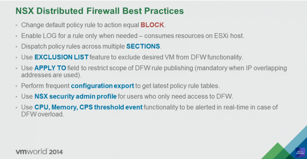 NSX Distributed Firewall Best Practices at the 2014 VMworld